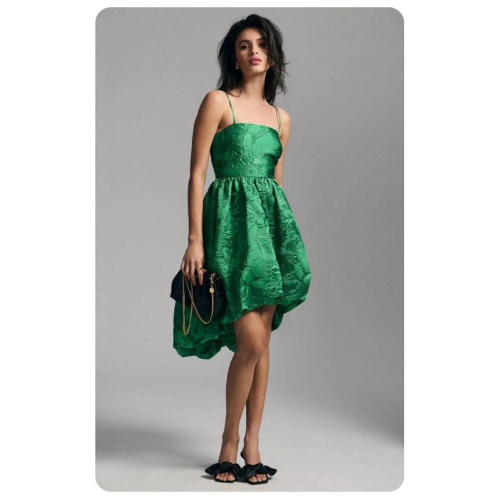 Anthropologie Green Bubble Dress - High low - Size 12p